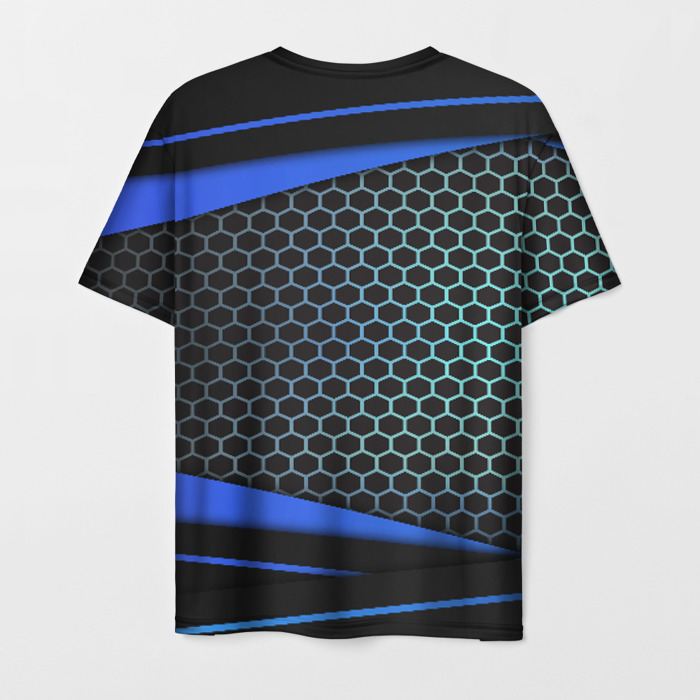 Merch Men T-Shirt Metro 2033 Exodus Blue Neon Grid