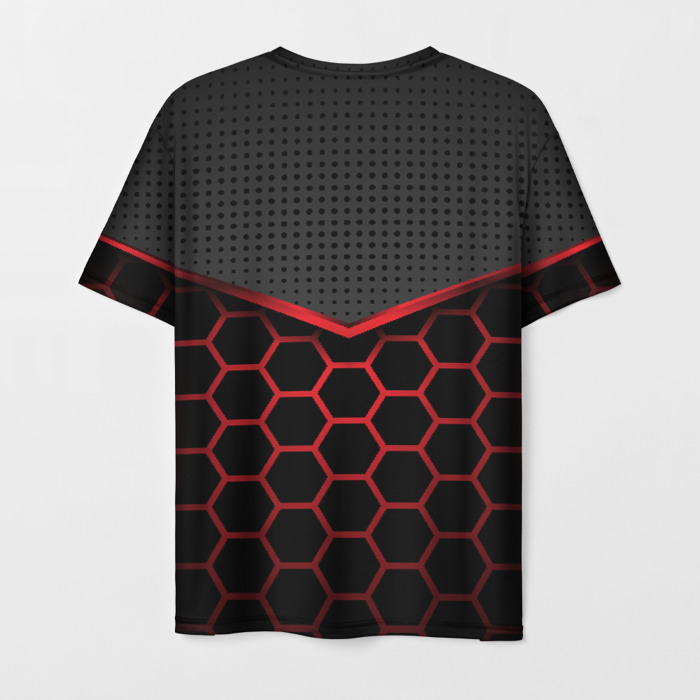 Merch Men T-Shirt Metro 2033 Exodus Red Hexagon Pattern