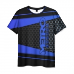Merch Metro 2033 Exodus Men T-Shirt Dark Blue Stripes