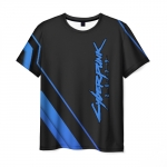 Merch Cyberpunk 2077 Blue Line Men T-Shirt Black