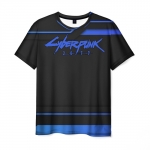 Merch Cyberpunk 2077 Men T-Shirt Blue Line
