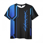 Merch Men T-Shirt Cyberpunk 2077 Blue Line