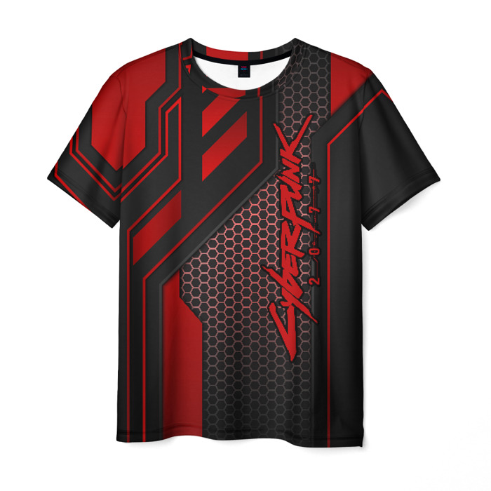 Merch Men T-Shirt Cyberpunk 2077 Red Grid