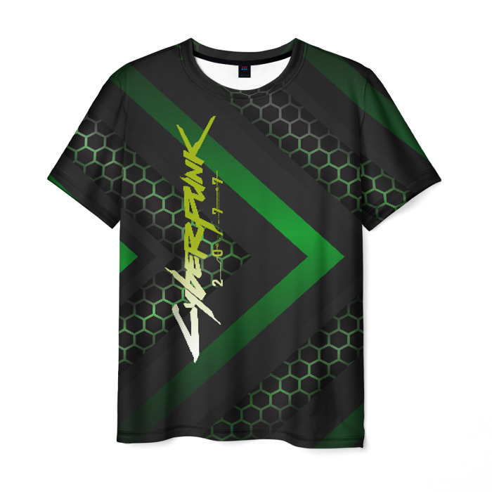 Merch Men T-Shirt Cyberpunk 2077 Green Angle