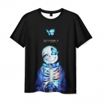 Merch Undertale Men T-Shirt Sans Butterfly Pixel Art