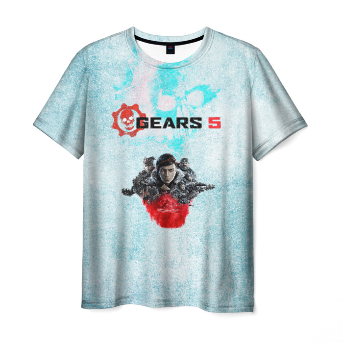 Collectibles Men T-Shirt Gears Of War Frost Texture White
