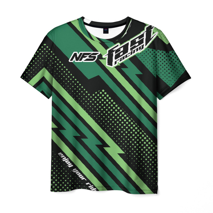 Merch Men T-Shirt Need For Speed Green Print Game