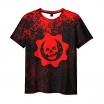 Merch Men T-Shirt Gears Of War Black Red Tee