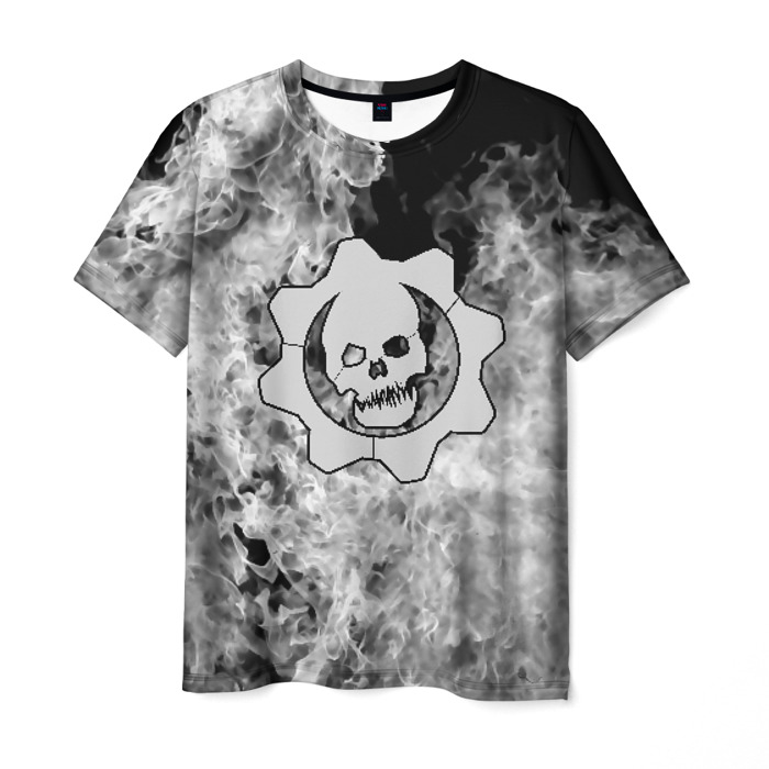 Merch Men T-Shirt Gears Of War White Smoke Logo