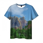 Merch Men T-Shirt Minecraft Landscape Print