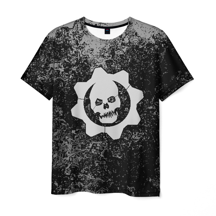 Merch Men T-Shirt Gears Of War Black Skull Print