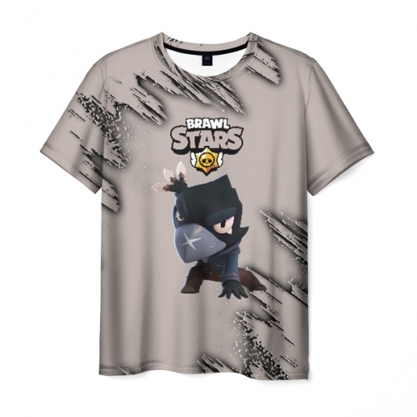 Buy Men S T Shirt Gray Graphic Crow Brawl Stars Title Idolstore - brawl stars t shirt
