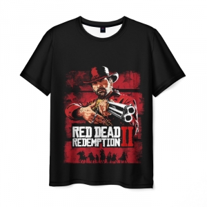 Merchandise Men'S T-Shirt Red Dead Redemption Gun Black Merch