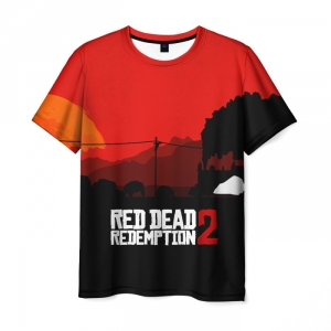 Merchandise Men'S T-Shirt Design Red Dead Redemption Sunset Print