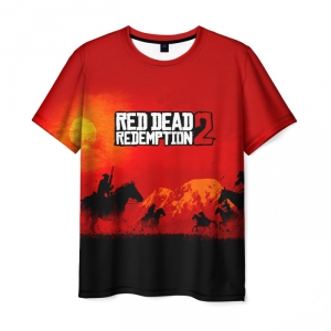 Merchandise Men'S T-Shirt Sunset Print Red Dead Redemption Merch