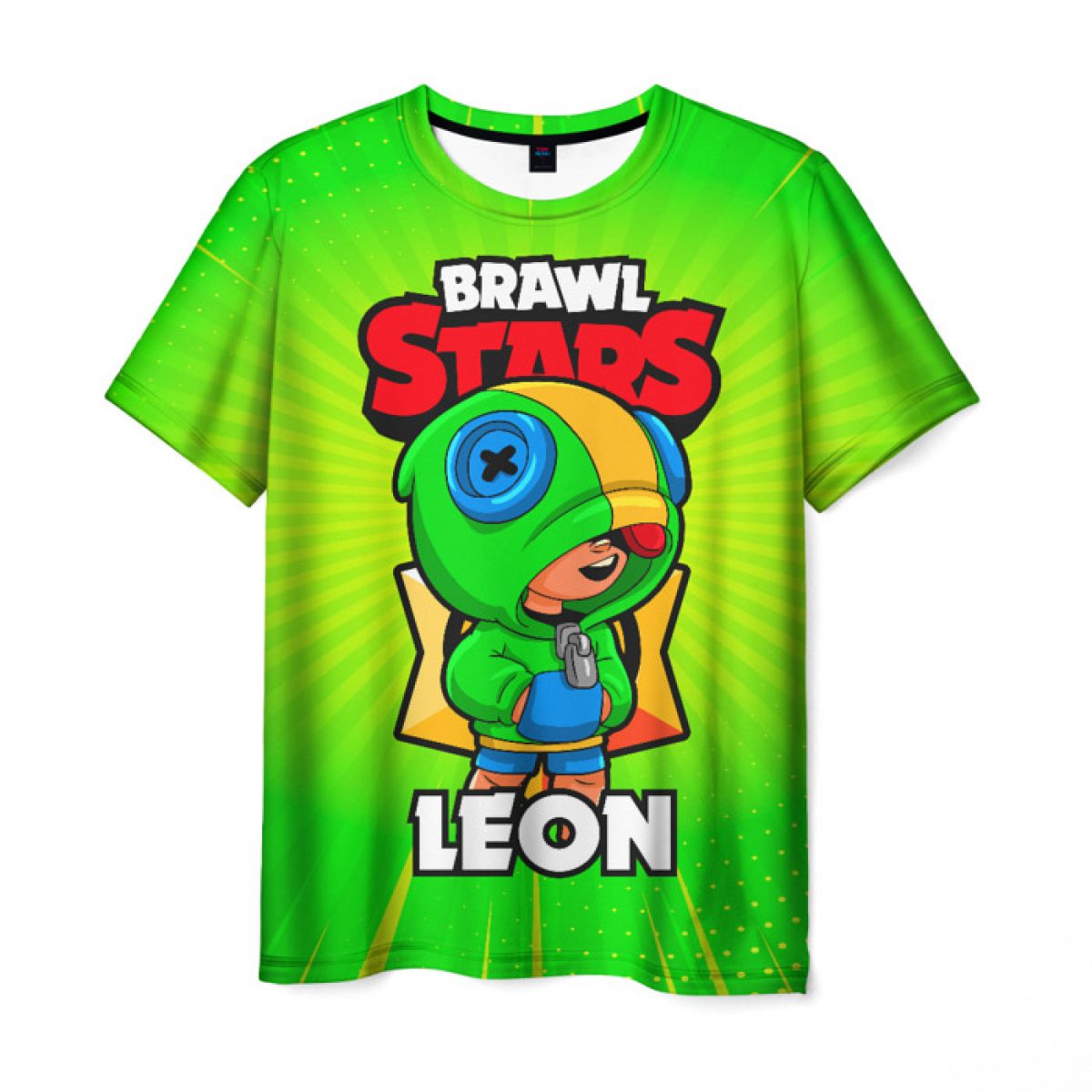 Buy Men S T Shirt Green Design Print Brawl Stars Leon Idolstore - brawl stars картинки для печати