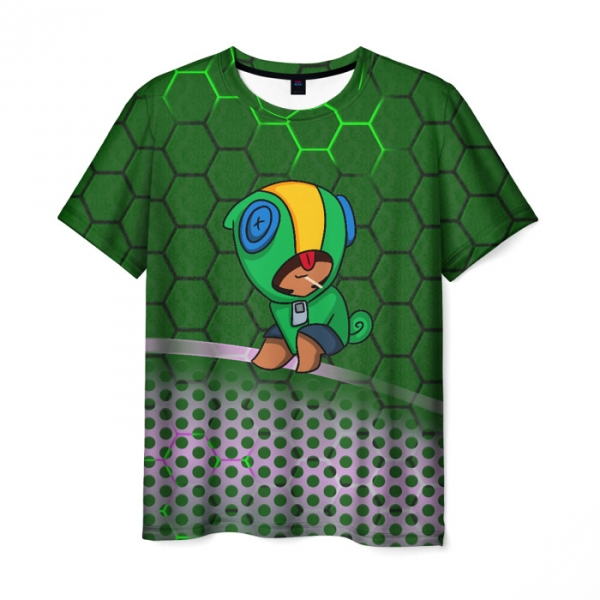 Buy Men S T Shirt Brawl Stars Leon Print Green Merch Idolstore - leon brawl stars print