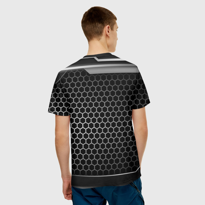 Merch Men T-Shirt Cyberpunk 2077 Silver Hexagon Pattern
