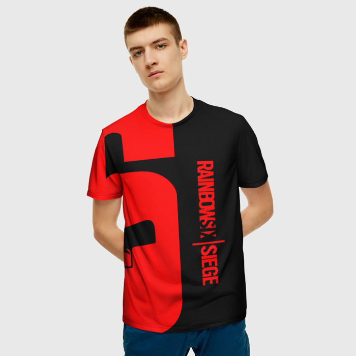 Merchandise Men T-Shirt Rainbow Six Siege Black And Red