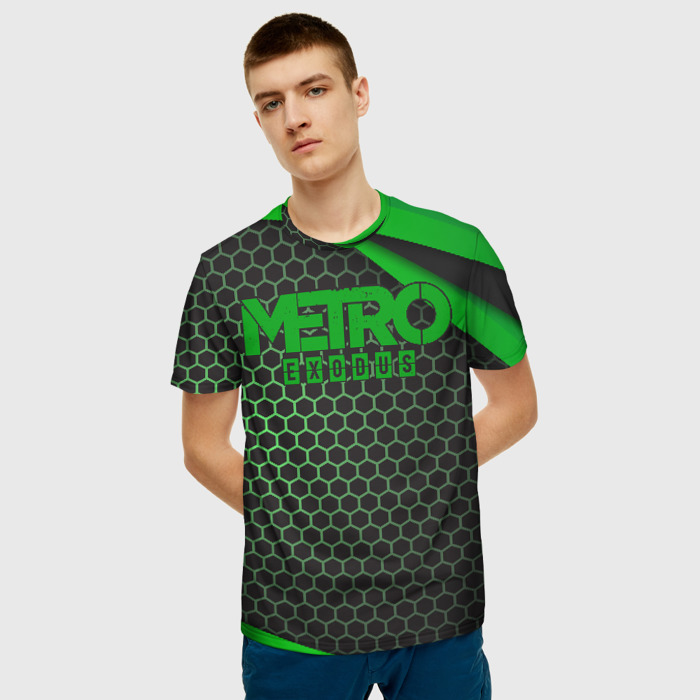 Merchandise Men T-Shirt Metro 2033 Exodus Green Grid