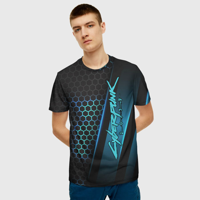 Merch Men T-Shirt Cyberpunk 2077 Neon Pattern