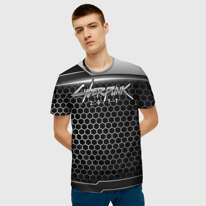 Merchandise Men T-Shirt Cyberpunk 2077 Chrome Hexagons
