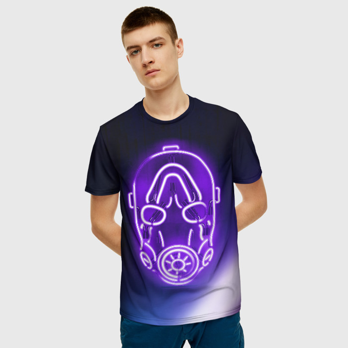 Collectibles Men T-Shirt Borderlands Neon Psycho Mask Purple