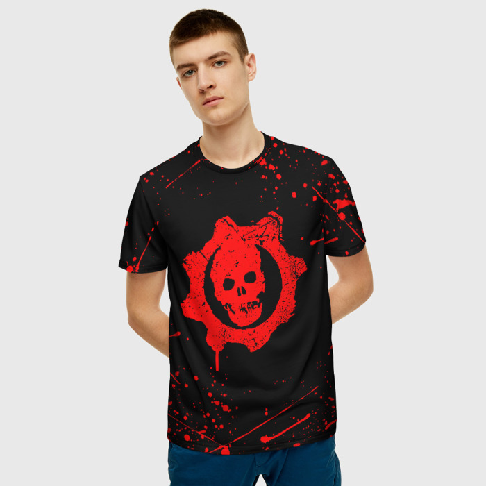 Collectibles Men T-Shirt Gears Of War Blood Splatter Black