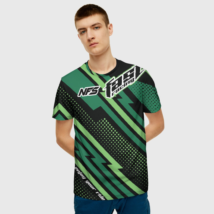 Merch Men T-Shirt Need For Speed Green Print Game