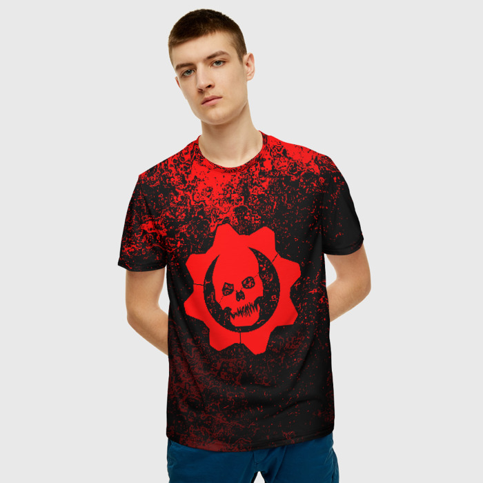 Merchandise Men T-Shirt Gears Of War Black Red Tee