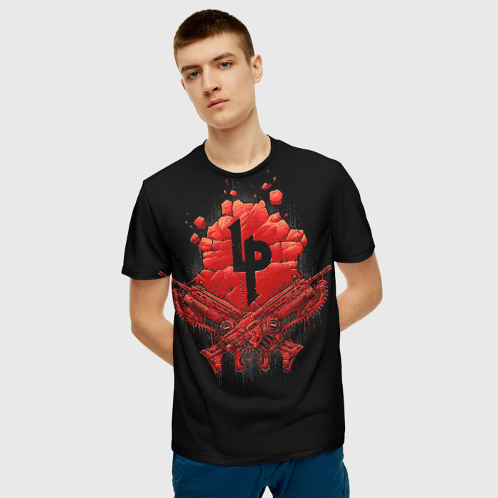 Merchandise Men T-Shirt Gears Of War Black Guns Print