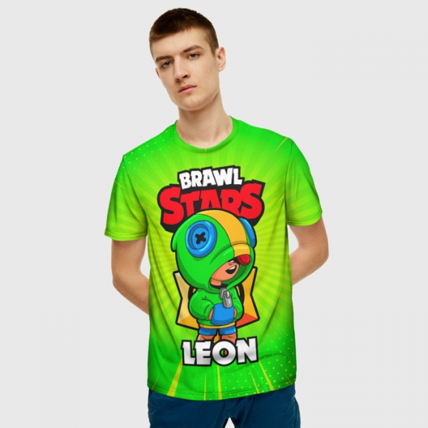 Buy Men S T Shirt Green Design Print Brawl Stars Leon Idolstore - brawl stars leon tee shirt vert