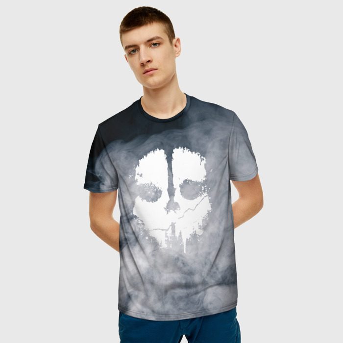 Men's T-shirt Black Image Ghost Call Of Duty - IdolStore