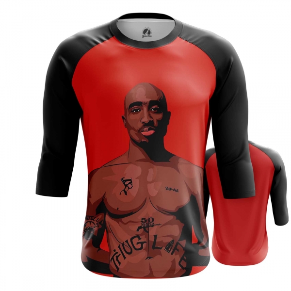 Men s T shirt Tupac Shakur Red Print Portait Top Idolstore