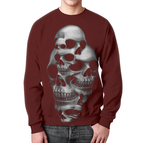 Merch Red Sweatshirt Skull Bones Skeleton