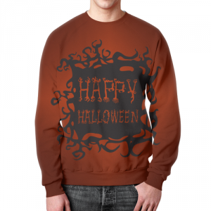 Collectibles Sweatshirt Text Design Happy Halloween Brown