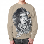 Merch Sweatshirt Floral Girl With Roses Art