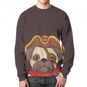 Collectibles Sweatshirt Pug Pirate Design Print