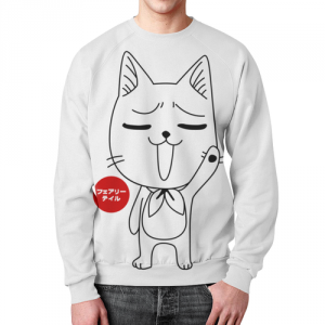 Sweatshirt Happy Fairy Tail White Jumper Idolstore - Merchandise and Collectibles Merchandise, Toys and Collectibles