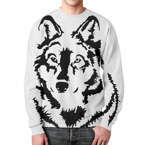Merchandise Sweatshirt Tattoo Wolf Art Black White