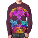Collectibles Floral Skull Sweatshirt Flowers Art