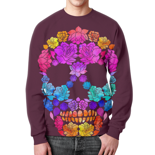 Merchandise Floral Skull Sweatshirt Flowers Art