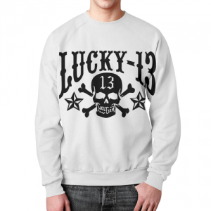 Sweatshirt Lucky 13 Art Black Sign Skeleton Idolstore - Merchandise and Collectibles Merchandise, Toys and Collectibles