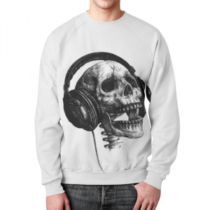 Collectibles Sweatshirt Forever Music Skull Art Headphones