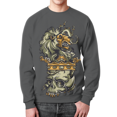 Merchandise Sweatshirt Royal Lion Skull Card Badge