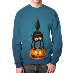 Collectibles Sweatshirt Halloween Cat Print Design