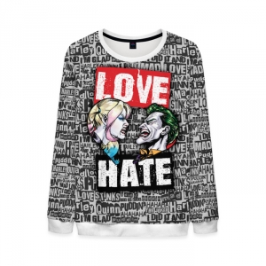 Collectibles Mens Harley Quinn Joker Sweatshirt Love Hate