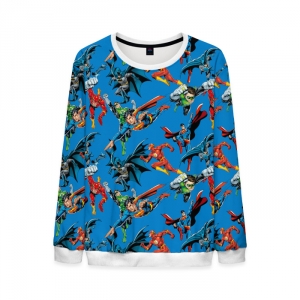 Merchandise Mens Sweatshirt Justice League Pattern Oldschool