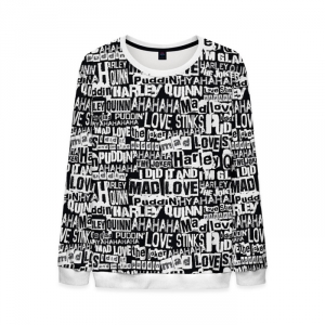 Merchandise Mens Sweatshirt Mad Love Batman Words Pattern