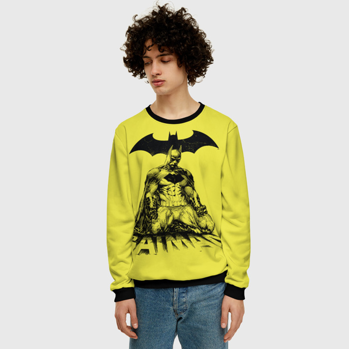 Collectibles Yellow Mens Sweatshirt Batman Sweater Arkham Logo